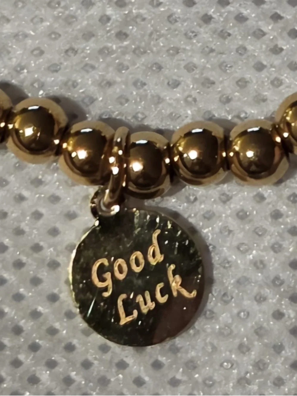 Fashion Jewelry Gold Beaded Bracelet with Girl, Boy & LOVE Charms